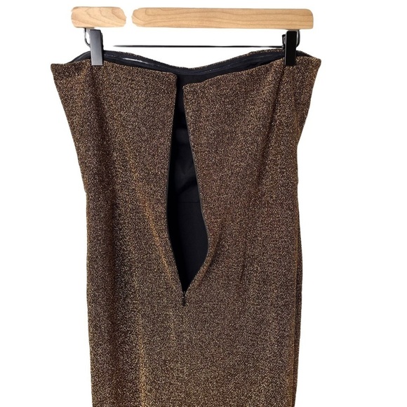 Dress The Population Claire Strapless Dress Bronze Shimmer Size Medium Bodycon - Picture 5 of 9